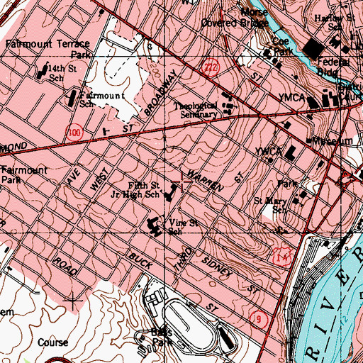 Topographic Map of James F Doughty School, ME