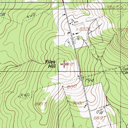 Topographic Map of Files Hill, ME