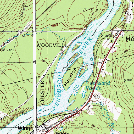 Topographic Map of Five Island Rapids, ME