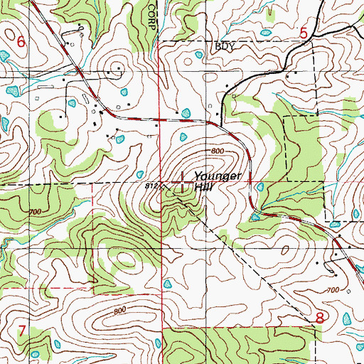 Topographic Map of Younger Hill, AR