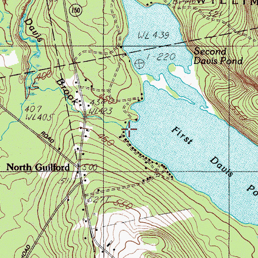 Topographic Map of First Davis Pond, ME
