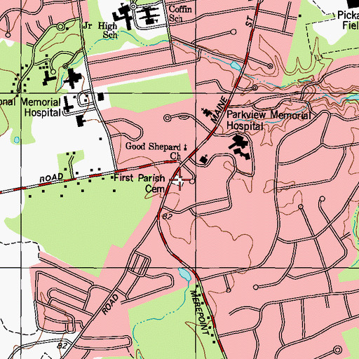 Topographic Map of First Parish Cemetery, ME