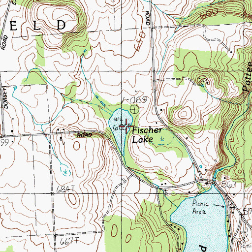 Topographic Map of Fischer Lake, ME