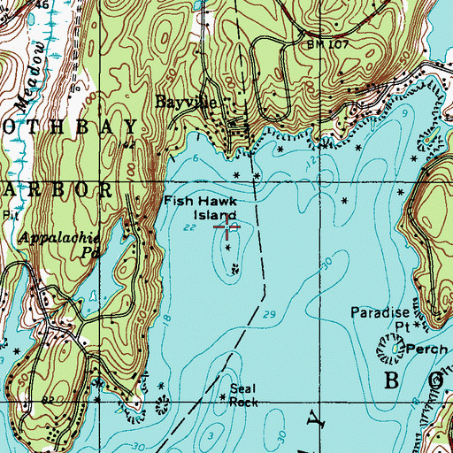 Topographic Map of Fish Hawk Island, ME