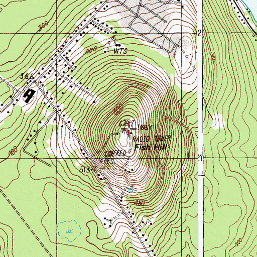 Topographic Map of Fish Hill, ME