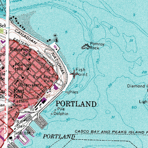 Topographic Map of Fish Point, ME