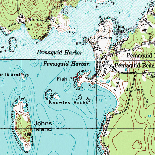 Topographic Map of Fish Point, ME