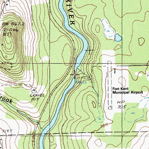 Topographic Map of Fish River Falls, ME