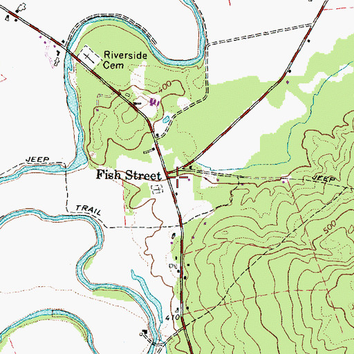 Topographic Map of Fish Street, ME