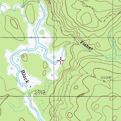 Topographic Map of Fisher Brook, ME