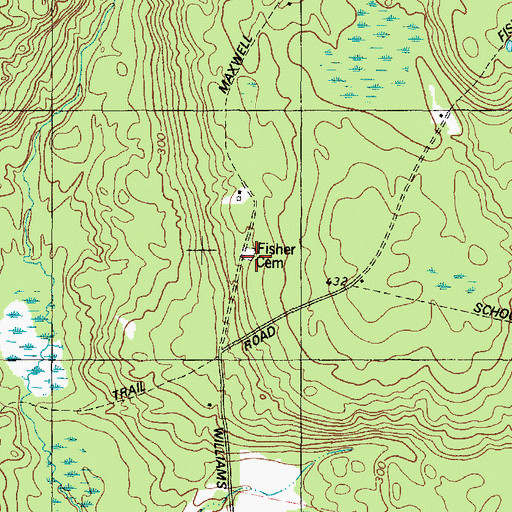 Topographic Map of Fisher Cemetery, ME