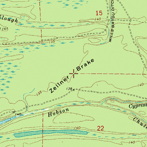 Topographic Map of Zellner Brake, AR