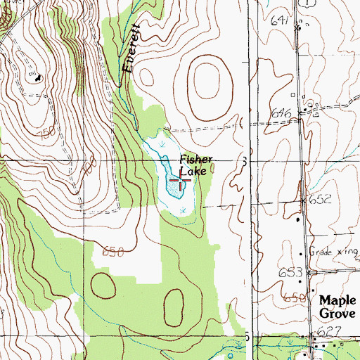 Topographic Map of Fisher Lake, ME