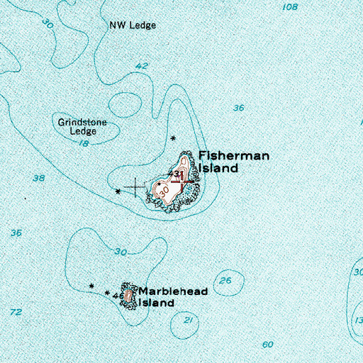 Topographic Map of Fisherman Island, ME