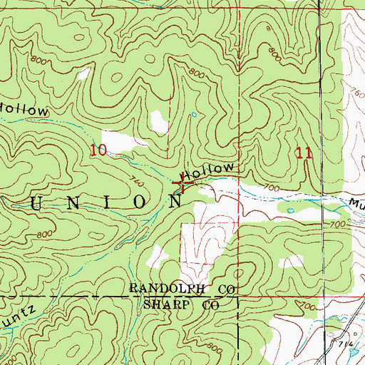 Topographic Map of Zentz Hollow, AR