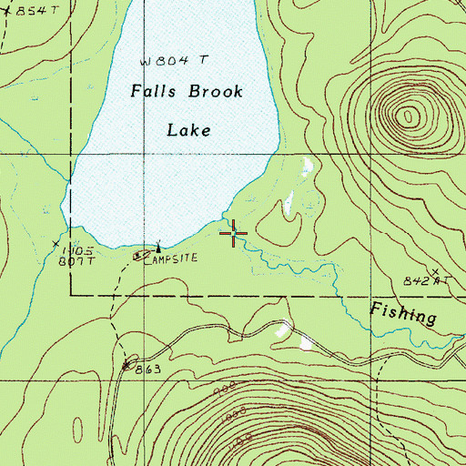 Topographic Map of Fishing Brook, ME