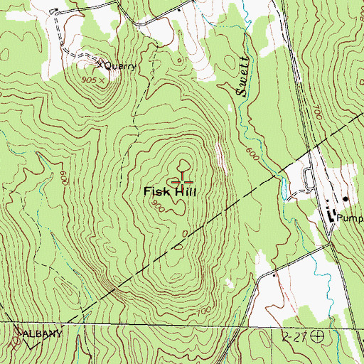 Topographic Map of Fisk Hill, ME