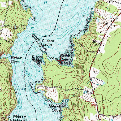 Topographic Map of Fitch Cove, ME