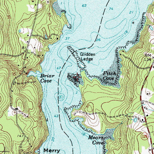 Topographic Map of Fitch Point, ME