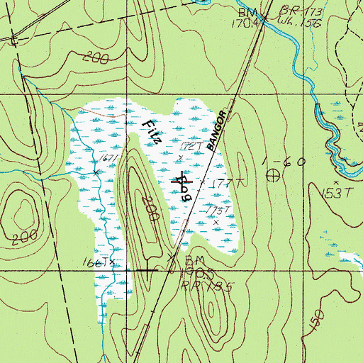 Topographic Map of Fitz Bog, ME