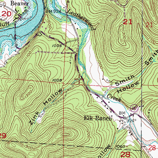 Topographic Map of Zink Hollow, AR