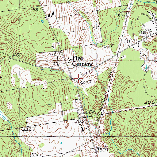 Topographic Map of Five Corners, ME