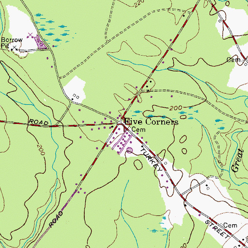 Topographic Map of Five Corners, ME