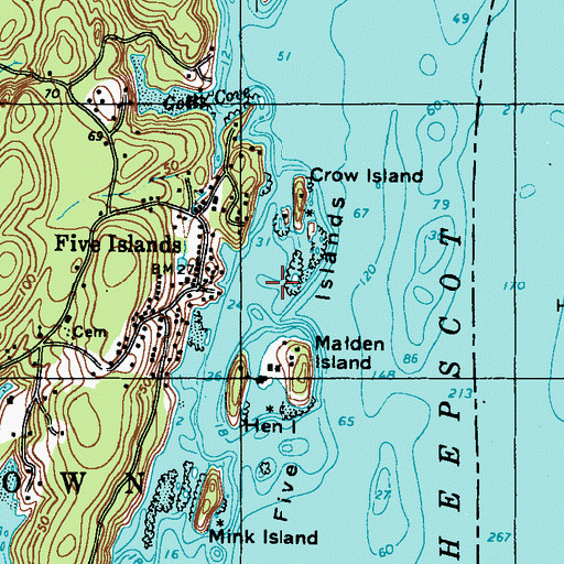 Topographic Map of Five Islands, ME