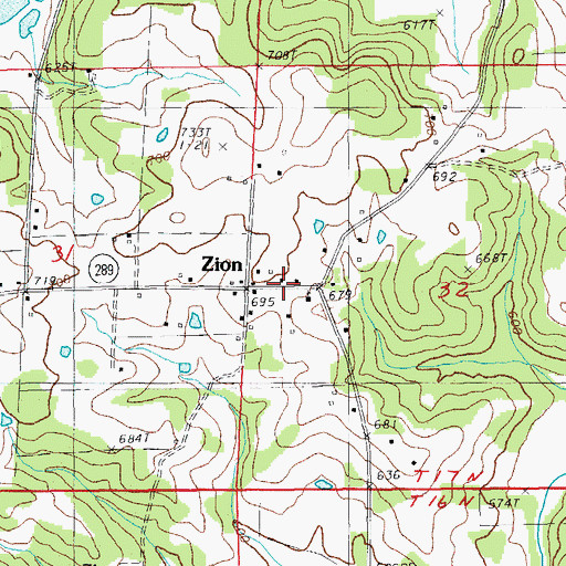 Topographic Map of Zion, AR