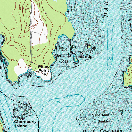Topographic Map of Five Islands Cove, ME