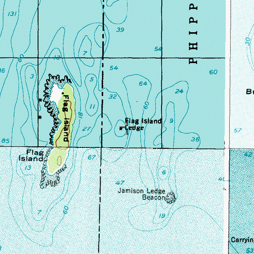 Topographic Map of Flag Island Ledge, ME