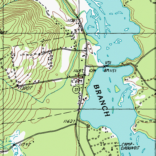 Topographic Map of Flagstaff Memorial Church, ME