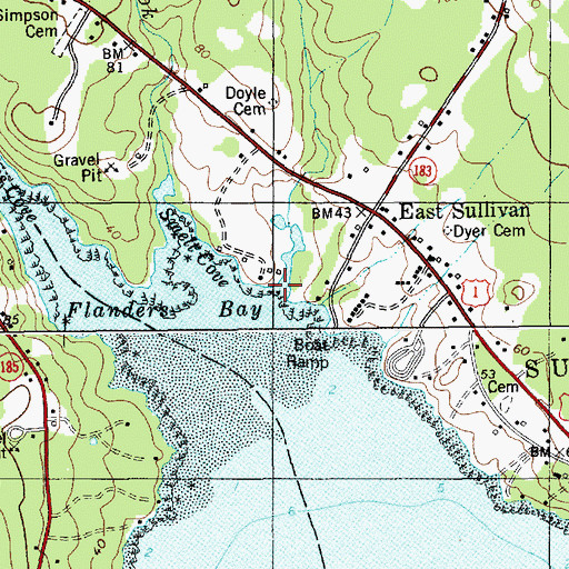 Topographic Map of Flanders Stream, ME