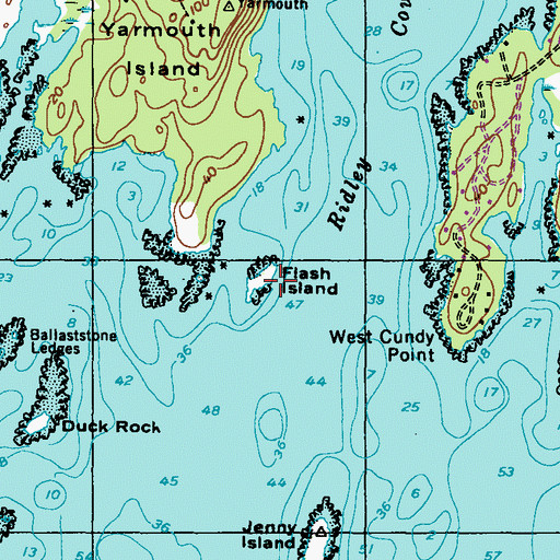 Topographic Map of Flash Island, ME