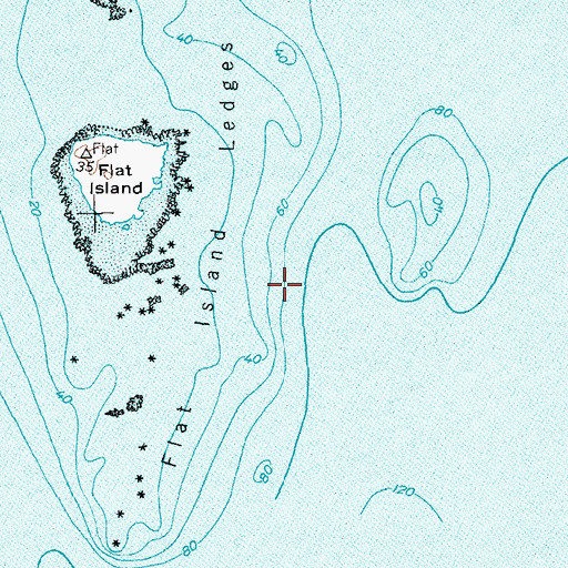 Topographic Map of Flat Island Ledges, ME