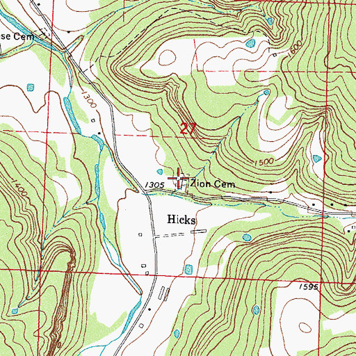 Topographic Map of Zion Cemetery, AR