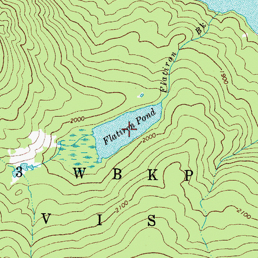 Topographic Map of Flatiron Pond, ME