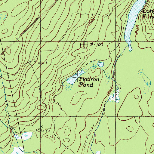 Topographic Map of Flatiron Pond, ME
