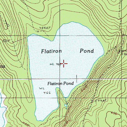 Topographic Map of Flatiron Pond, ME