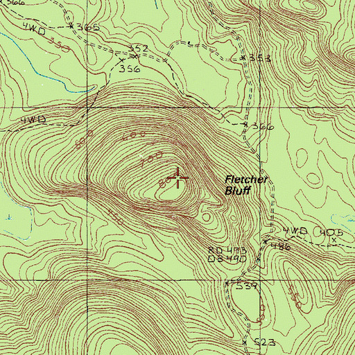 Topographic Map of Fletcher Bluff, ME