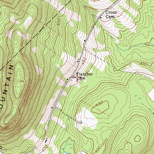 Topographic Map of Fletcher Cemetery, ME