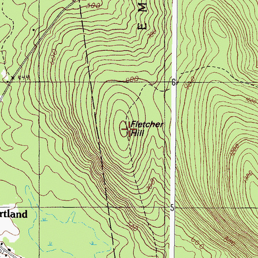 Topographic Map of Fletcher Hill, ME