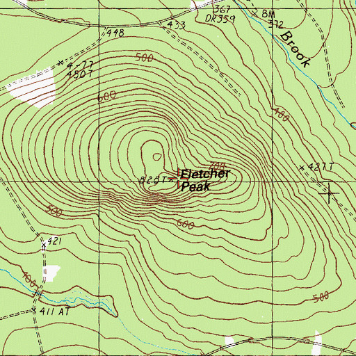 Topographic Map of Fletcher Peak, ME