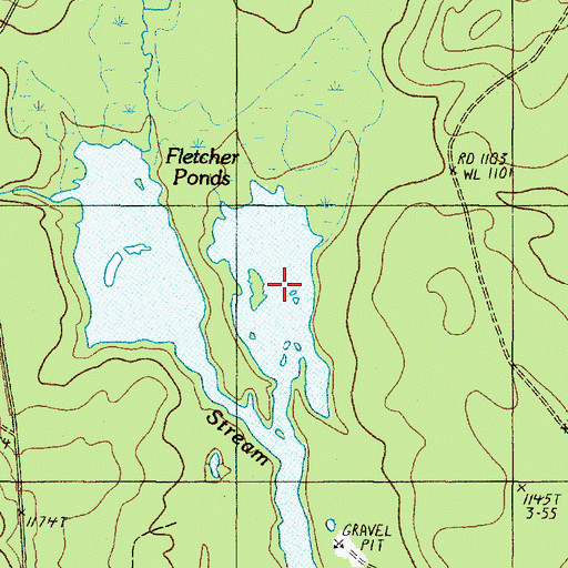 Topographic Map of Fletcher Ponds, ME