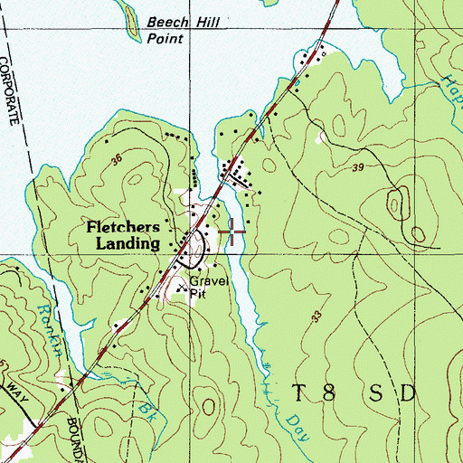 Topographic Map of Fletchers Landing, ME