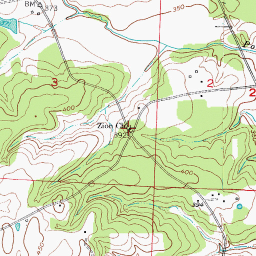 Topographic Map of Zion Church, AR
