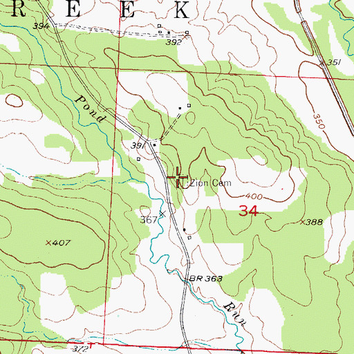 Topographic Map of Zion Church, AR