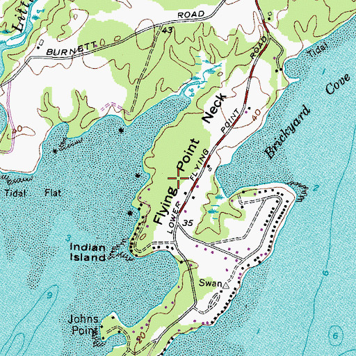Topographic Map of Flying Point Neck, ME