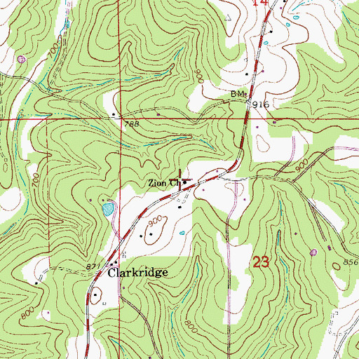 Topographic Map of Zion Church, AR
