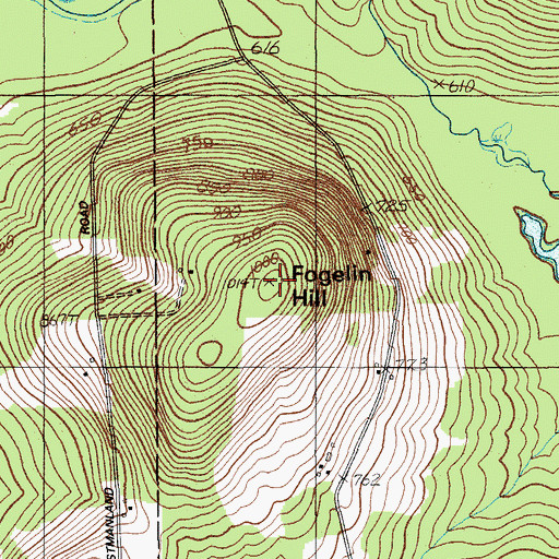 Topographic Map of Fogelin Hill, ME